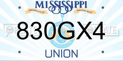 830GX4 Mississippi License Plate