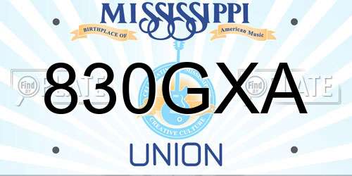 830GXA Mississippi License Plate