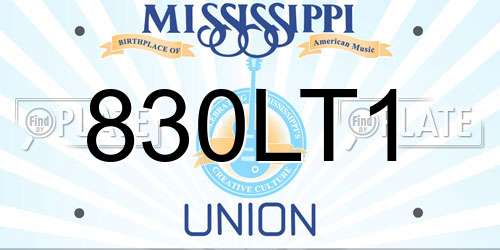 830LT1 Mississippi License Plate