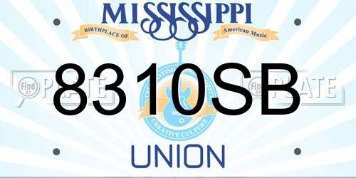 8310SB Mississippi License Plate
