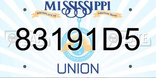 83191D5 Mississippi License Plate