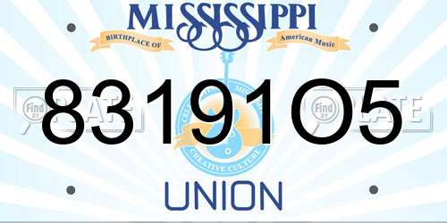 83191O5 Mississippi License Plate