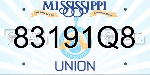 83191Q8 Mississippi License Plate