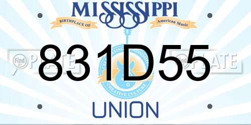 831D55 Mississippi License Plate