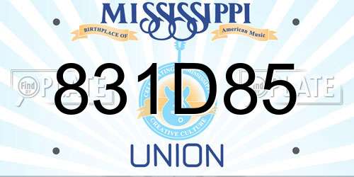 831D85 Mississippi License Plate