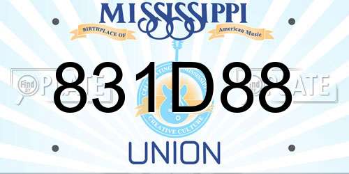 831D88 Mississippi License Plate