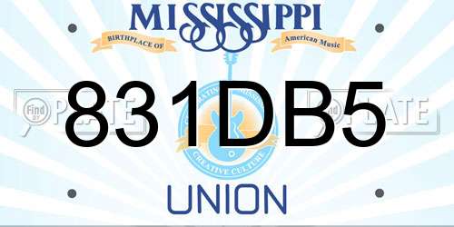 831DB5 Mississippi License Plate