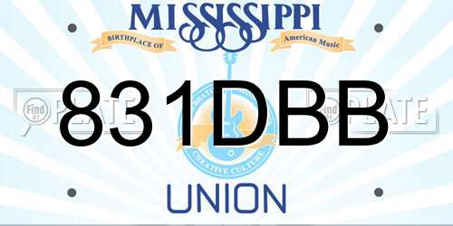 831DBB Mississippi License Plate
