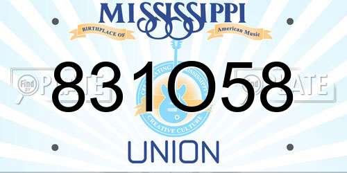 831O58 Mississippi License Plate