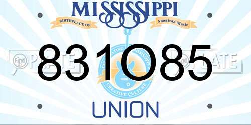 831O85 Mississippi License Plate
