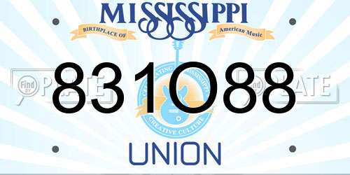 831O88 Mississippi License Plate