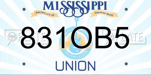 831OB5 Mississippi License Plate