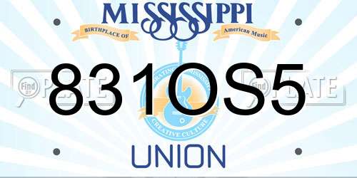 831OS5 Mississippi License Plate