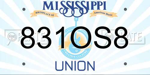 831OS8 Mississippi License Plate
