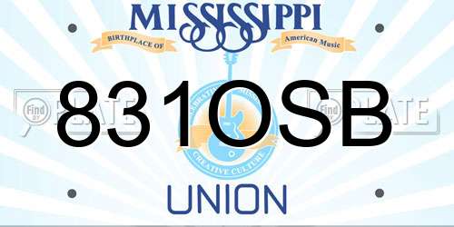 831OSB Mississippi License Plate