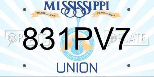 831PV7 Mississippi License Plate