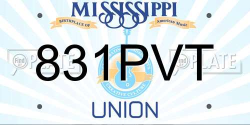 831PVT Mississippi License Plate