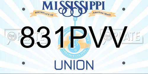 831PVV Mississippi License Plate