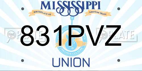 831PVZ Mississippi License Plate