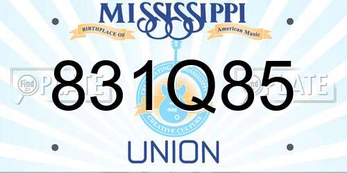 831Q85 Mississippi License Plate