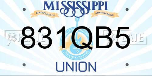 831QB5 Mississippi License Plate
