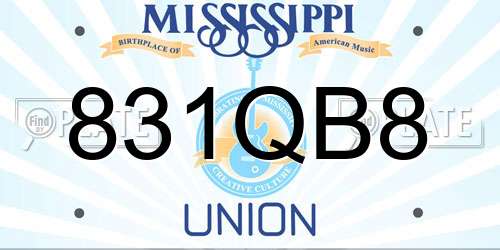 831QB8 Mississippi License Plate