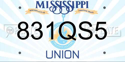 831QS5 Mississippi License Plate