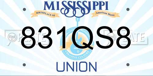 831QS8 Mississippi License Plate