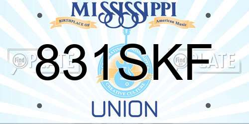 831SKF Mississippi License Plate