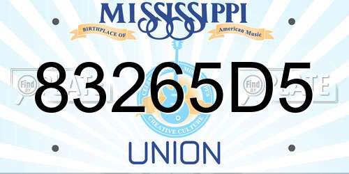 83265D5 Mississippi License Plate