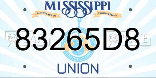 83265D8 Mississippi License Plate