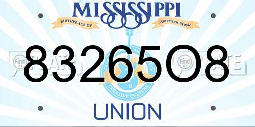 83265O8 Mississippi License Plate