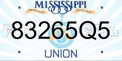 83265Q5 Mississippi License Plate