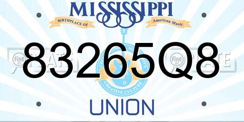 83265Q8 Mississippi License Plate