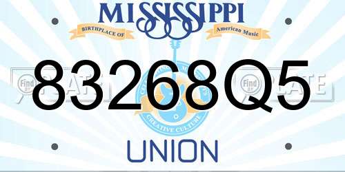 83268Q5 Mississippi License Plate