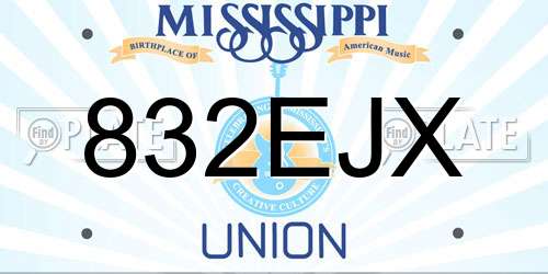 832EJX Mississippi License Plate