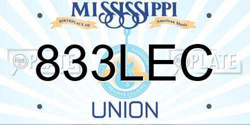 833LEC Mississippi License Plate