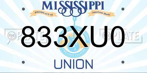 833XU0 Mississippi License Plate