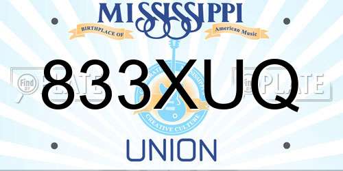 833XUQ Mississippi License Plate