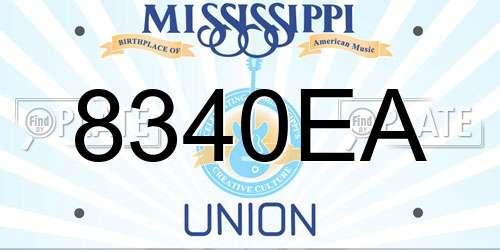 8340EA Mississippi License Plate