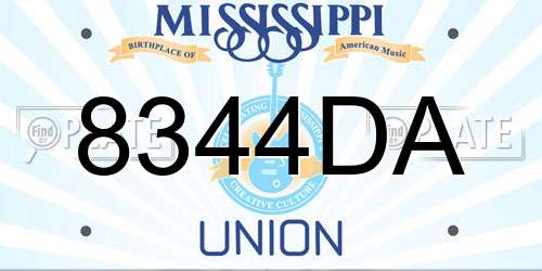8344DA Mississippi License Plate
