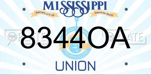 8344OA Mississippi License Plate
