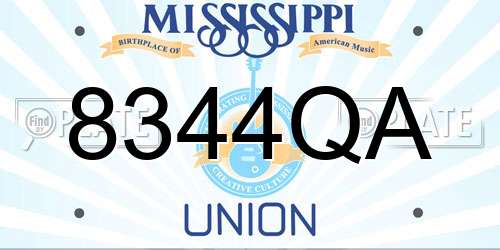 8344QA Mississippi License Plate