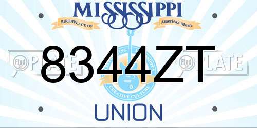 8344ZT Mississippi License Plate