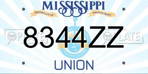 8344ZZ Mississippi License Plate