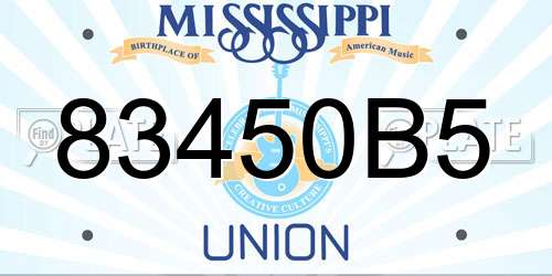 83450B5 Mississippi License Plate