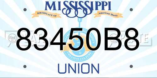 83450B8 Mississippi License Plate