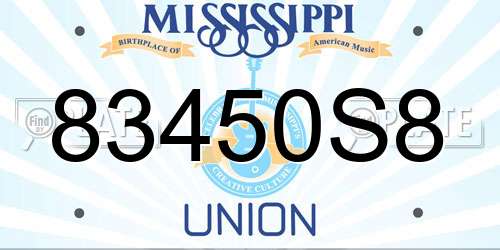 83450S8 Mississippi License Plate