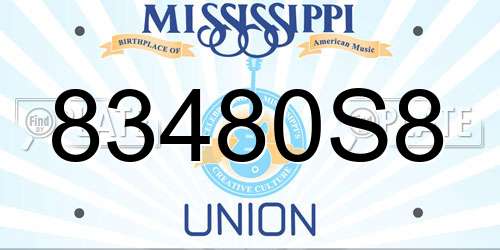 83480S8 Mississippi License Plate