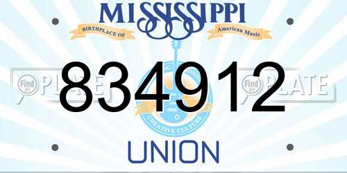 834912 Mississippi License Plate